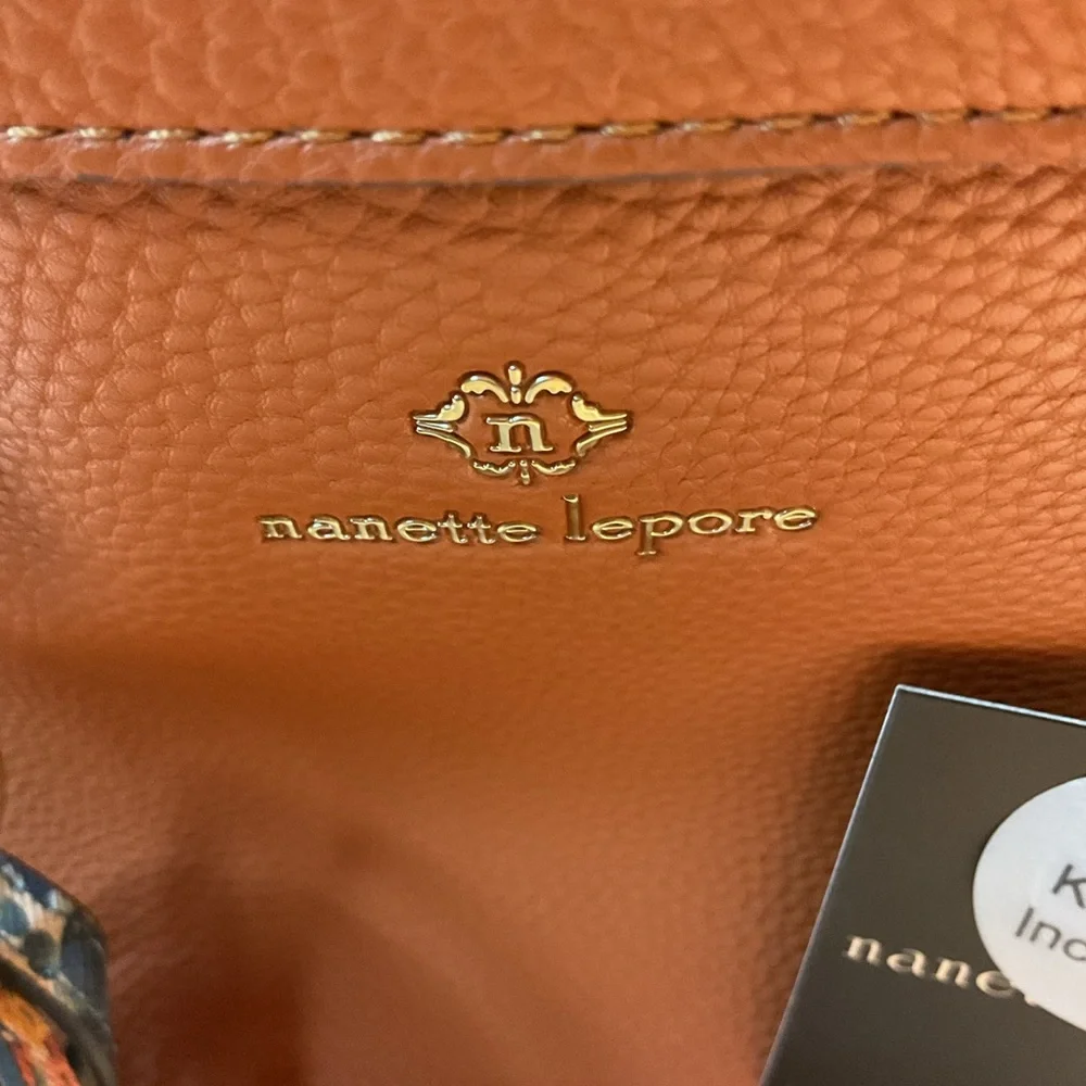 Nanette Leport NWT Light Brown Leather Purse, Shoulder Strap, Small Bag Keychain